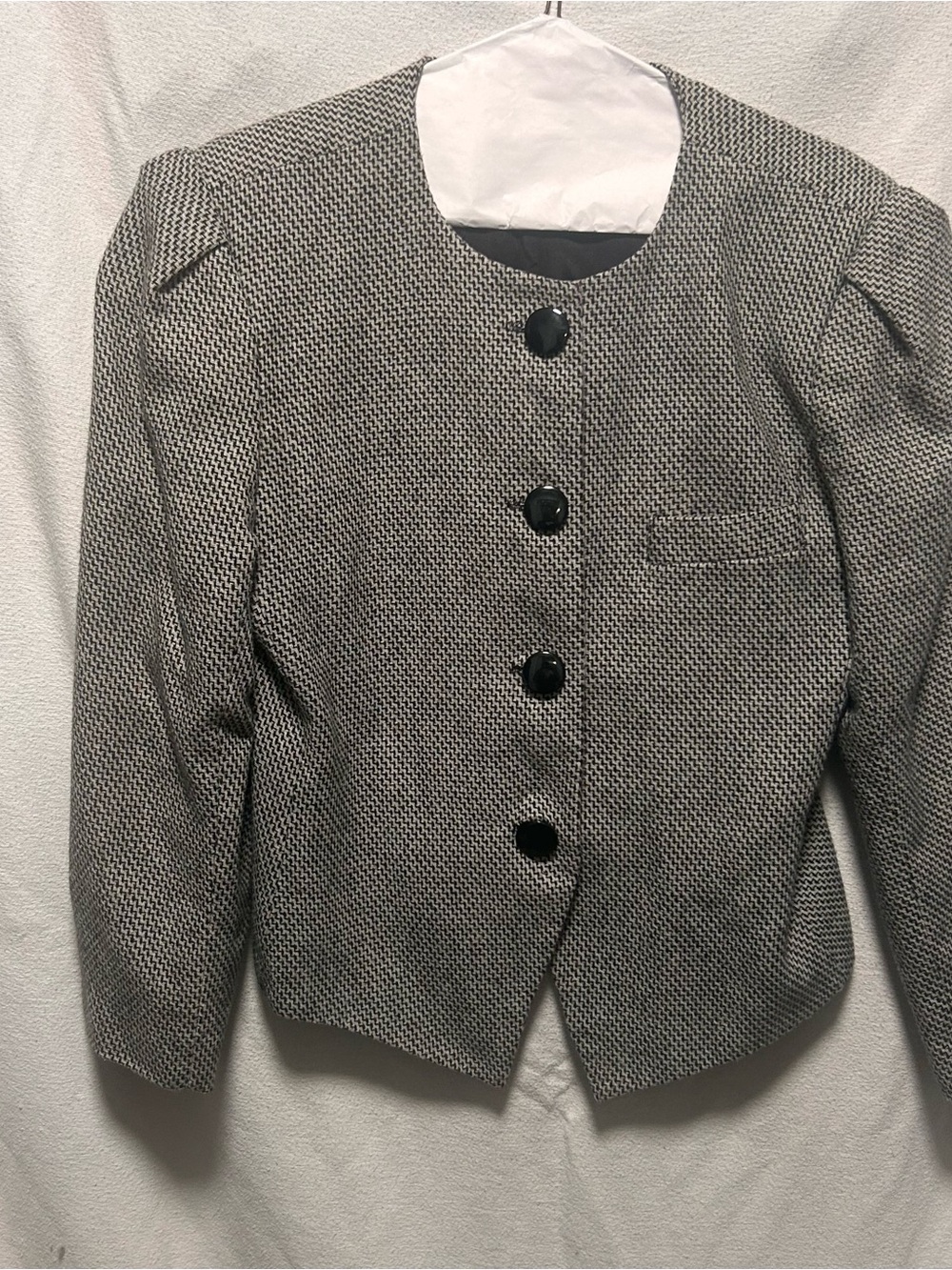 Chad Stevens Tailored Black & White Textured Button Blazer